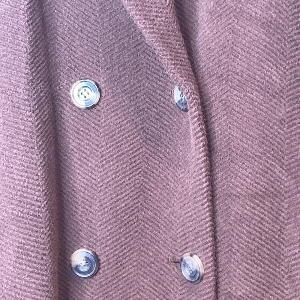 Les Copains | Brown Vintage Made in Italy Wool Textured Herringbone Coat L/XL - Picture 9 of 17